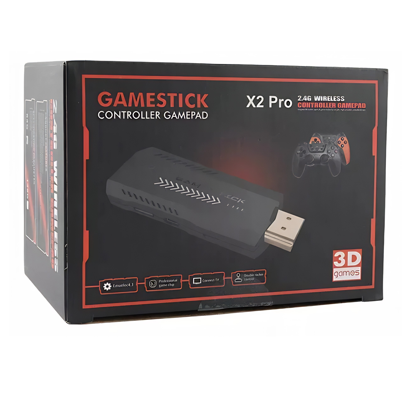 GL Gamer Pro 4K Game Stick - 35,000+ Built-in Retro Games with Dual Wireless Controllers